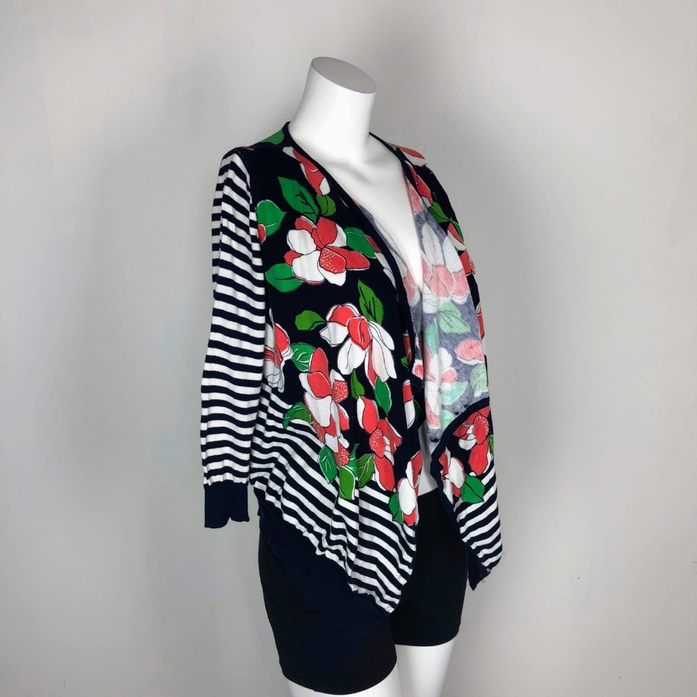 MOTH Water Garden Drape Cardigan Striped Floral - Picture 4 of 7